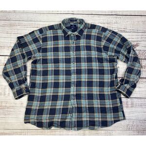 New‎ England Shirt Co Blue Brushed Plaid Flannel Shirt Size XXL 2XL